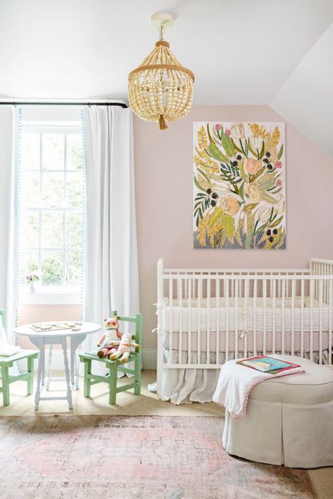 While in keeping with the universal trend toward nature-inspired hues for 2020, Benjamin Moore has gone in a different direction with its Color of the Year, opting for a light pink that, if the name is any indication, depicts a color found in the early morning sky of a new day. #homedecor #interiordesign #colortrends Nursery Paint, Blush Pink Paint, Pink Nursery Walls, Pink Paint Colors, Nursery Paintings, Nursery Colors, Pink Paint, Pink Nursery, Big Girl Rooms