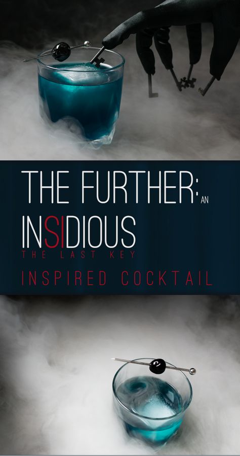 In order to get ready for the 4th installment of the Insidious franchise, Insidious: The Last Key, The Geeks have created a cocktail called The Further. 2geekswhoeat.com #HorrorMovies #CocktailRecipes #AnchoReyes #Halloween #HalloweenRecipes #Cocktails #Insidious #Blumhouse #PartyIdeas Edgar Allen Poe Cocktails, Welington Recipes, Rootbeer Recipes, Koolaid Slushies, Beef Welington, Limonada Recipe, Lomein Recipes, Movie Cocktails, Fillets Recipes