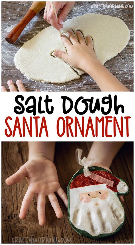 Salt Dough Santa, Santa Handprint Ornament, Cheap Christmas Ornaments, Keepsake Gift Ideas, Gift Ideas For Parents, Handprint Ornaments, Grandparents Christmas, Christmas Crafts For Kids To Make, Cheap Christmas Gifts