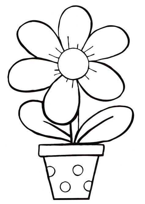 Kids Colouring Printables, Cute Flower Drawing, Flower Line Art, Free Kids Coloring Pages, Kindergarten Coloring Pages, Kitty Coloring, Spring Coloring Pages, صفحات التلوين, Buku Skrap