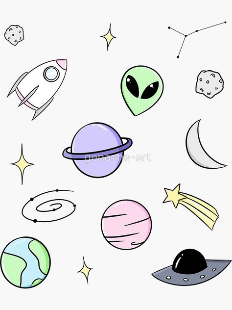 Planets Aesthetic Drawing, Planet Aesthetic, Spaceship Drawing, Space Things, Boarders Designs For Projects, Galaxy Drawings, Space Doodles, Planet Drawing, Dibujo Simple