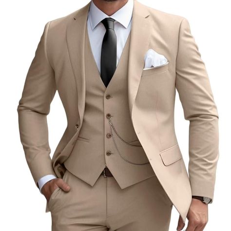 PRICES MAY VARY. ✔ FABRIC: 80% polyester fiber and 20% viscose fiber, which have strong breathability, softness and comfort. Bessmate Suit for mens is smooth and easy to clean. Lining is made of 100% polyester, which can absorb sweat ✔SCENE: Suitable for all types of formal or semi-formal occasions, such as parties, business meetings, propose ceremonies, weddings, daily life, Homecoming, Halloween, Christmas ,banquets, and fashion shows. Bessmate slim fit blazer is best gift for mens ✔DESIGN: Be Beige And Green Suit Men Wedding, Beige Tux Wedding, Men’s Wedding Suit Colors, Brown Suit For Wedding, Groomsmen Attire Champagne, Beach Wedding Mens Attire Grooms, Beach Wedding Mens Attire, Wedding Guest Suit, Tan Tuxedo