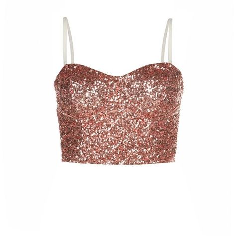 Rose Gold Sequin Bralet ($12) ❤ liked on Polyvore featuring tops, bralet, holiday party tops, night out tops, party tops, brown top and sequin embellished top Rose Gold Sequin Top, Rose Gold Clothes, Holiday Party Tops, Sweet 16 Outfits, Gold Crop Top, Rose Gold Top, Sequin Embellished Top, Outrageous Fashion, Gold Sequin Top