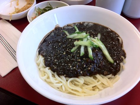 jajangmyeon | it's raining mian It's Raining, Korean Food, Written By, Spaghetti, Ethnic Recipes