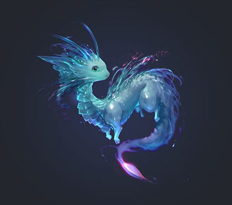 water, Lee J.P on ArtStation at https://www.artstation.com/artwork/lX8la Cele Mai Drăguțe Animale, Mystical Animals, Water Dragon, Mythical Animal, Cute Fantasy Creatures, Fantasy Beasts, Animale Rare, Creature Drawings, Fantasy Creatures Art