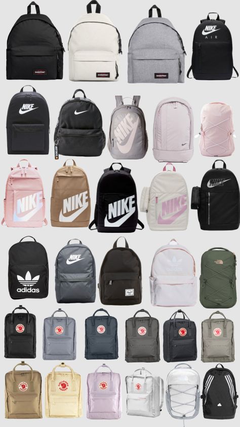 Girly Bags For School, Nike Bags School, Types Of Backpacks, Nike School Backpacks, School Bag Organization, Mochila Nike, School Backpack Essentials, Uni Bag, Stylish School Bags