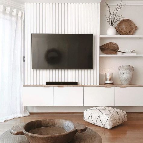 Tv Feature Wall, Feature Wall Living Room, Living Room Wall Units, Tv Wall Decor, Cottage Living Rooms, Tv Wall Design, Room Renovation, Living Room Tv Wall, Movie Nights