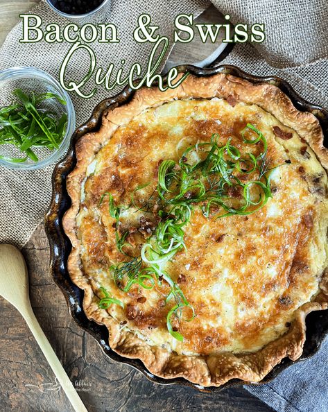 Swiss Quiche, Swiss Cheese Recipes, Quiche Recipes Crustless, Bacon Quiche Recipe, Bacon And Cheese Quiche, Brunch Casserole Recipes, Swiss Recipes, Breakfast Quiche Recipes, Quiche Recipes Easy