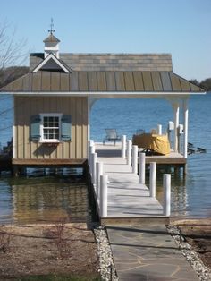 small boat house docks - Google Search | Boat Dock! | Pinterest ... Boat Dock Ideas, Boathouse Design, Floating Boat Docks, Dock Ideas, Land Ideas, Dock House, Beam Ceiling, Lake Houses Exterior, Lake Dock