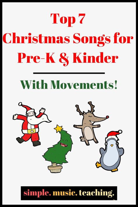 Over the years, my students and I have finally found success with these simple & fun Christmas songs. And I know you will too! Here are my Top 7 Christmas Songs for Pre-K & Kindergarten: #preschool #prek #preschoolactivities #christmas #musicactivities #musicteacher #christmasmusic #kindergarten Christmas Songs For Toddlers, Preschool Christmas Songs, Christmas Music Lesson, Christmas Music Activities, Christmas Concert Ideas, Christmas Songs For Kids, Best Christmas Songs, Preschool Christmas Activities, Xmas Songs