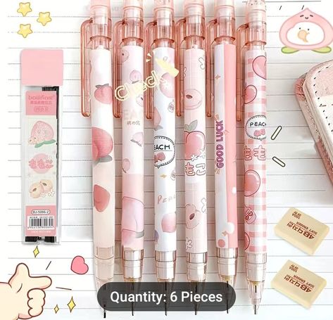 Mechanic Pencil, Pencils For School, Cute Pencils, Kawaii School, Cute Stationary School Supplies, Cute Peach, For School, Kawaii School Supplies, Korean Stationery