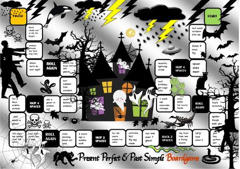 Diy Halloween Board Game, Halloween Board Games Free Printable, Halloween Board Games, Halloween Drinking Games, Halloween Board Game, Past Simple Tense, Drinking Board, Witch Decorations, Drinking Board Games