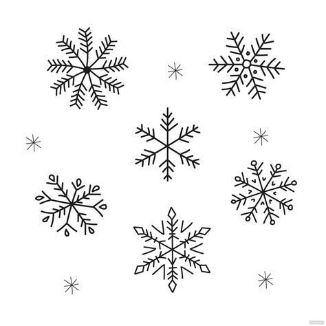 Snow Flakes Doodles, Winter Vector Art, Cute Snowflake Drawing, Snowflake Doodles Simple, Snow Flakes Drawing Easy, Simple Snowflake Drawing, Snowing Drawing, Snowflake Drawing Art, Snowflakes Doodle