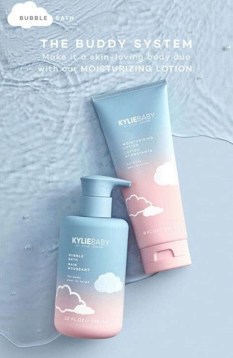 Pastel Skincare, Hair Packaging Design, Shampoo Packaging, Baby Bubble Bath, Kylie Baby, Cosmetic Labels, Cosmetic Packaging Design, Skincare Packaging, Skin Care Packaging