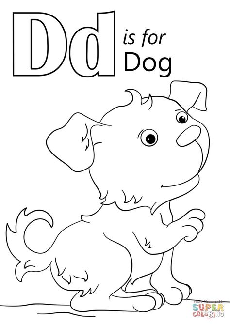 Dd is for Dog Stem Activities Middle School, Letter D Crafts, Letter D Worksheet, D Is For Dog, Letter A Coloring Pages, Coloring Letters, The Letter D, Abc Coloring Pages, Preschool Coloring Pages