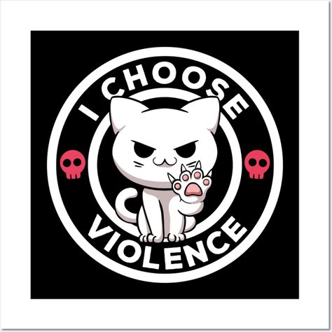 I choose violence today, perfect for every cat mom, cat dad, crazy cat lady and those who love cat puns and irony and sarcasm. If you speak fluent sarcasm and love funny cats, if you are a cat or kitten owner. For anyone who supports anti-animal cruelty!I choose violence today, hilarious kitty lover design perfect for christmas or a birthday for your cat-loving friends, animal rescuers, veterinarians, lovers of irony and sarcasm, and fluent sarcasm speakers. Anime cat, cartoon cat and kawaii ca… Leona League Of Legends, Classical Art Memes, Sarcasm Funny, Cat Puns, Kawaii Tattoo, Mom Cat, Cat Cartoon, Cartoon Tattoos, Cute Doodles Drawings