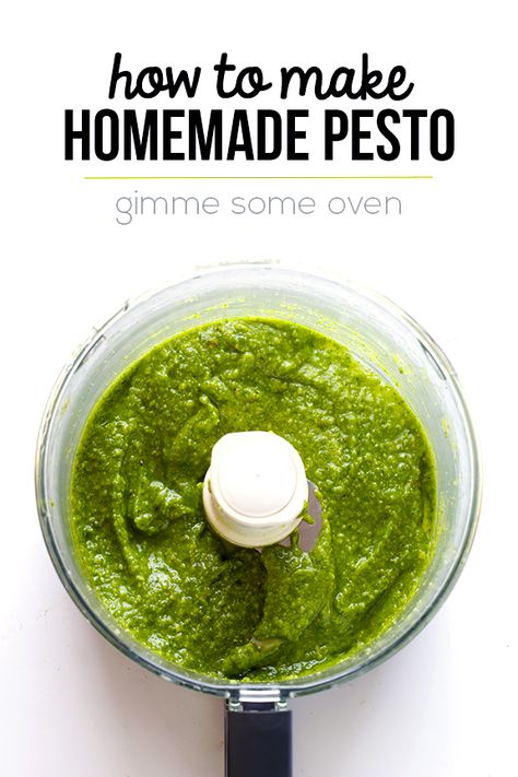 Making fresh, homemade pesto is so easy, fresh and delicious! Learn how to make pesto with this easy tutorial. | gimmesomeoven.com Fresh Basil Pesto Recipe, Make Pesto, Basil Pesto Recipes, Green Pesto, Gimme Some Oven, How To Make Pesto, Homemade Pesto, Pesto Recipe, Pesto Sauce