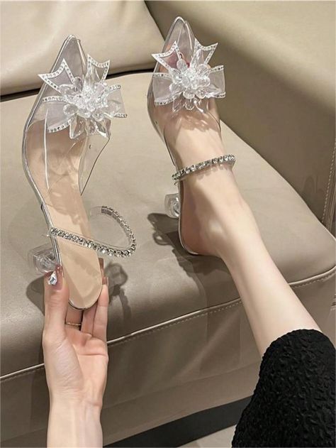 Silver  Collar     Embellished   Women Shoes