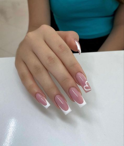 Blush Nails, Acrylic Nails Coffin Short, Short Acrylic Nails Designs, Pink Acrylic Nails, Heart Nails, Fire Nails, Short Acrylic Nails, Nail Arts, Best Acrylic Nails