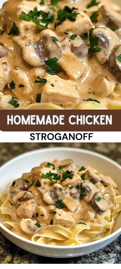 Homemade Chicken Stroganoff Chicken Mushrooms, Chicken Stroganoff, Lunch Appetizers, Mushroom Stroganoff, Beef Pasta, Stroganoff Recipe, Sauteed Vegetables, Appetizer Salads, Chicken Dishes Recipes