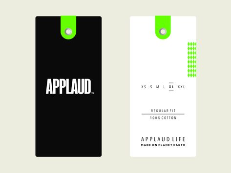 Applaud Tag by Type08 (Alen Pavlovic) #Design Popular #Dribbble #shots Cloth Tag Design, Hangtag Design Inspiration, Clothes Tag Design, Brand Tag Design, Tag Design Clothing, Label Tag Design, Tag Design Ideas, Clothing Label Tag, Clothing Tag Design