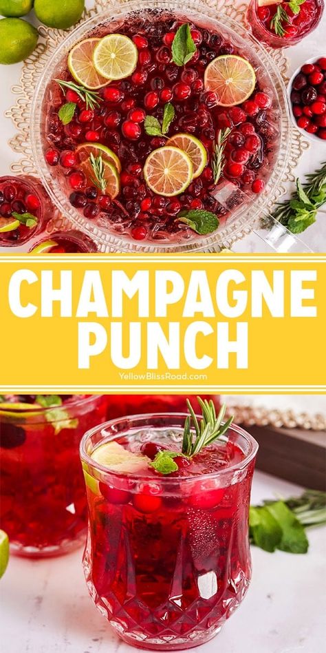 Christmas Alcoholic Drinks Recipes, Punch For Christmas, Christmas Alcoholic Drinks, Alcoholic Drinks Recipes, Champagne Punch Recipes, Cranberry Champagne Cocktail, Holiday Punch Recipe, Alcoholic Punch Recipes, Christmas Champagne