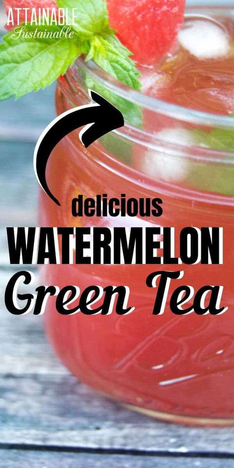 Green Tea Refresher, Watermelon Green Tea, Iced Green Tea Recipe, Sweet Tea Recipes, Tea Drink Recipes, Green Tea Recipes, Iced Green Tea, Drink Recipes Nonalcoholic, Watermelon Mint