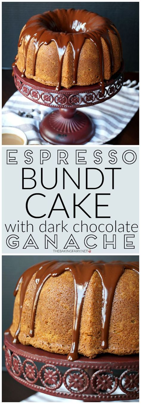 espresso bundt cake with dark chocolate ganache | The Baking Fairy Chocolate Bundt Cake Glaze, Espresso Bundt Cake, Chocolate Chip Bundt Cake Recipe, Kitchen Rich, Chocolate Bundt Cake Recipe, Chocolate Chip Bundt Cake, Tube Pan, Cake With Chocolate Ganache, Chocolate Bundt