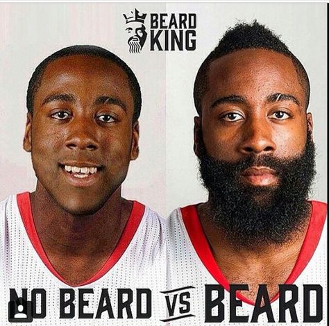 Jamea Harden beard vs no  beard Beard Vs No Beard, Sunday Meme, No Beard, Beard King, Growing Facial Hair, Thick Beard, Beard Game, Beard Conditioner, Nba Memes