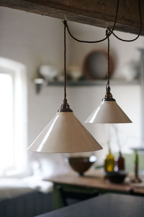 Pendant Light Over Kitchen Table, French Kitchen Lighting, Gang Lamp, French Crockery, Helen Parker, Hanging Pendant Lights Kitchen, Kitchen Pendant Lights, Old Tables, Pendant Lights Kitchen