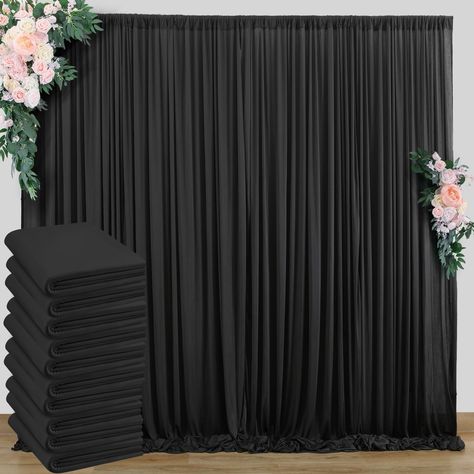 PRICES MAY VARY. Silky Black Backdrop Curtain Panels: Your package will come with 10 panels black photography backdrop drapes. Each background panels measures 5ft width and 8ft height.Entire backdrop curtain measures 50ft x 8ft. Thick Background Curtain Wrinkle Free Fabric Drapes: Our silky spandex backdrop curtains drapes are crafted from 100% quality fabric. The photography drapes are winkle-free, drapes nicely,ironable,durable and soft touch feeling. cortinas para fiestas decoracion. Large Bl Black Photo Backdrop, Stage Curtains, Curtain Backdrops, Black Backdrop, Black Photo, Photography Decor, Black Drapes, Black Backdrops, Party Background