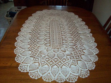 Crochet Pineapple Tablecloth Runner Oval Rectangle 75 | Etsy Crochet Rug Patterns Free, Crochet Pineapple, Diy Crafts Crochet, Crochet Tablecloth Pattern, Free Crochet Doily Patterns, Crochet Snowflake Pattern, Crochet Table Runner Pattern, Crochet Rug Patterns, Pineapple Crochet