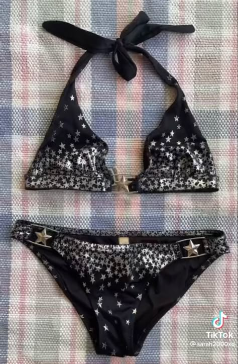 Y2k Fashion Bathing Suits, Aestethic Bikinis Grunge, Y2k Swimsuit Aesthetic, Grunge Bathing Suits, Grunge Swimsuit, 2000s Bikinis, Y2k Bathing Suit, Star Bathing Suit, Y2k Bikinis