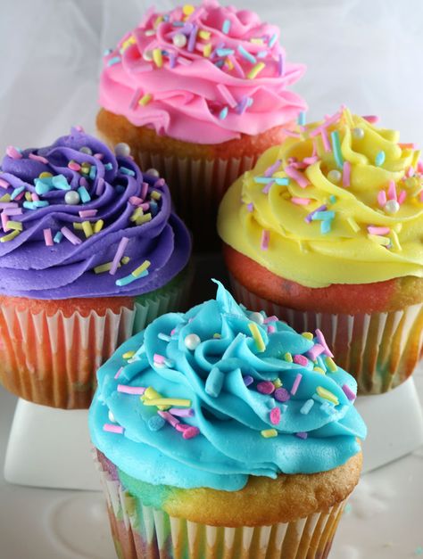 Celebration Marble Cupcakes - a beautiful and colorful cupcake that would be a great Easter dessert or wow at a Birthday Party, a Baby Shower or just a random Wednesday. Cupcakes never looked so good or were so easy to make. What a fun and delicious Easter Treat. Follow us for more fun Easter Food Ideas. Marble Cupcakes, Moist Vanilla Cupcakes, Easter Fun Food, Pastel Cupcakes, Happy Birthday Cupcakes, Colorful Cupcakes, Cake With Cream Cheese Frosting, Rainbow Cupcakes, Salty Cake