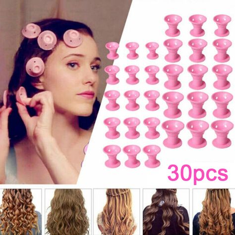 30pcs/Set Soft Rubber Magic Mushroom Shape Hair Care Rollers Silicone Hair Curler No Heat No Clip Hair Curling Styling DIY Tool Red - Walmart.com Natural Waves Hair, Hair Curlers Rollers, Heatless Hair Curlers, Curling Iron Hairstyles, Hair Curling, Pin Curls, Heatless Hairstyles, Curl Styles, Magic Hair