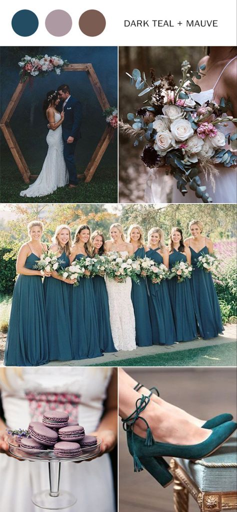 Dark Teal Wedding Colors, Teal Wedding Colors Schemes, Dark Teal Wedding, Teal Fall Wedding, Wedding Bouquets Red, Teal Wedding Theme, Dark Teal Weddings, Mauve Wedding Colors, Teal Blue Weddings