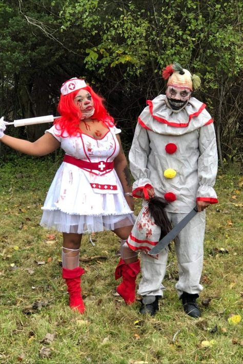 These scary clown costumes are perfect for Halloween! Click to shop sexy/scary nurse costume for women on Amazon Clown Nurse, Scary Nurse Costume, Scary Couples Costumes, Scary Clown Costume, Clown Costumes, Scary Clown, Couple Costumes, Costume For Women, Nurse Costume