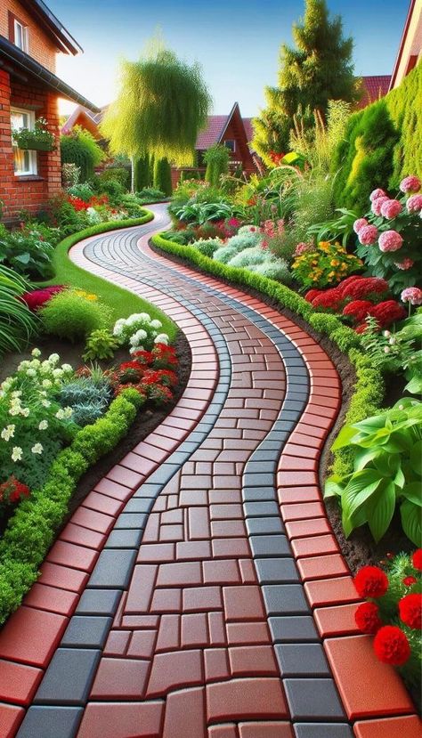 Modern Garden Design Ideas, Marriage Hall, Brick Garden Edging, Brick Edging, Paver Designs, Edging Ideas, Modern Garden Design, Garden Design Plans, Garden Edging