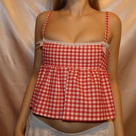 Milkmaid Tops, Checkered Top, Gingham Tops, Y2k Retro, Cute Bow, Grunge Y2k, Mode Inspo, Fairy Grunge, Summer Fabrics