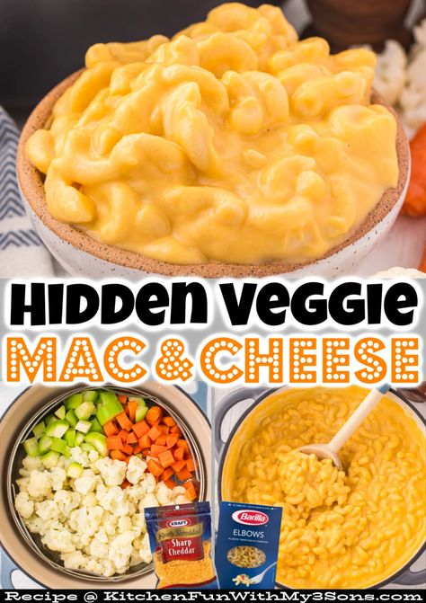 This Veggie Mac and Cheese recipe is a great way to get more veggies into your kids’ bellies. The soft cooked vegetables are blended into the cheesy sauce so the kids will never know there are hidden veggies! Kids Mac And Cheese Recipe, Hidden Veggie Mac And Cheese, Veggie Mac And Cheese Recipe, Crème Fresh, Daycare Recipes, Veggie Mac And Cheese, Hidden Vegetable Recipes, Vegetable Recipes For Kids, Mac And Cheese Sauce