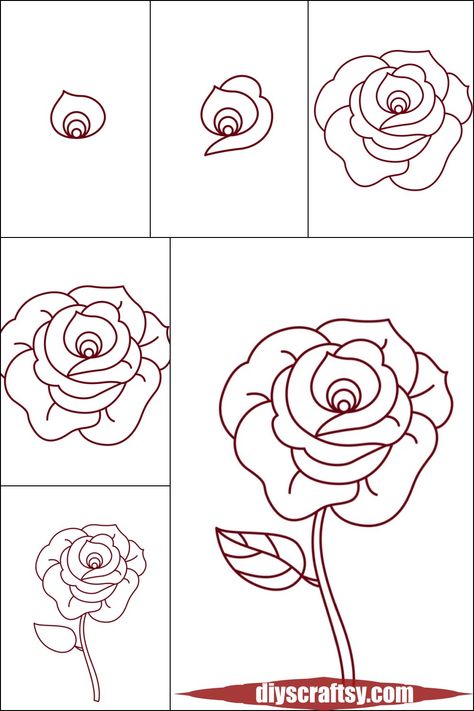 Beautiful Rose Drawing Tutorial Rose Birthday Cards Diy, How To Make Rose Drawing, Rose Drawing Simple Sketch, Rose Drawing Simple Step By Step, How To Draw Rose, Draw Rose Step By Step, How To Draw A Rose Step By Step, How To Draw A Rose, Rose Drawing Tutorial