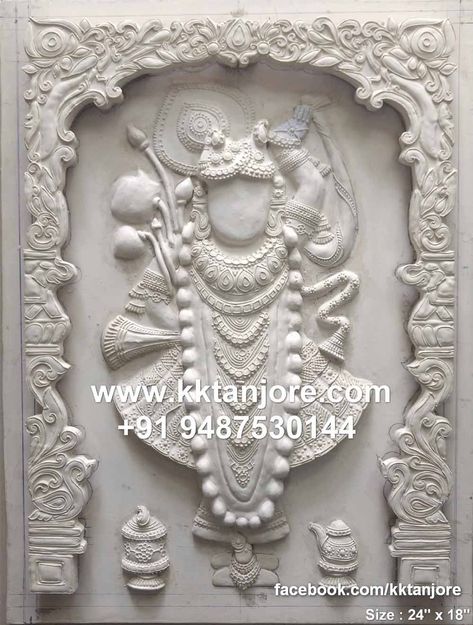 Shrinathji Mural Art, Krishna Wall Painting, Shreenath Ji, Clay Ganesha, Painting Beginners, 3d Murals, Shree Nathji, 3d Relief Art, Tanjore Art