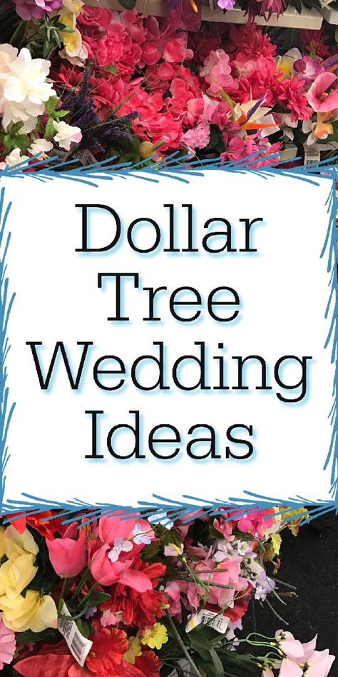 Are you a bride on a budget? Join the club! The Dollar Tree wedding section is AWESOME. Here is what you should buy (and some creative wedding ideas, too!) Economical Wedding Centerpieces, Low Budget Wedding Table Decor, Fyi Wedding Centerpieces, Wedding Centerpieces Diy Artificial Flowers, Low Cost Wedding Decorations, Dollar Tree Wedding Bouquet, Simple Low Budget Wedding, Low Budget Outdoor Wedding, Family Friendly Wedding Ideas