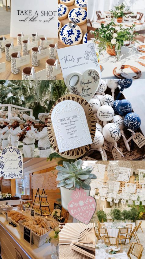 Mexican inspired hacienda wedding Spanish Hacienda Wedding Decor, Mexican Hacienda Theme Party, Timeless Mexican Wedding, Blue Hacienda Wedding, Mexican Wedding Candy Table, Hacienda Wedding Theme, Mexican Wedding Plates, Rustic Mexican Wedding Decor, Cielito Lindo Wedding Theme