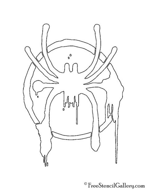 Spiderman - Miles Morales Symbol Stencil | Free Stencil Gallery Spiderman Symbol Miles, Spiderman Stencil Templates, Spiderman Leavers Shirt Design, Spider Man Tattoo Ideas Miles Morales, Small Spiderman Drawing, Miles Morales Spiderman Painting, Miles Morales Line Art, Miles Morales Spider Symbol, Miles Morales Graffiti Font