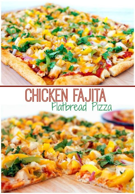 Chicken Fajita Flatbread Pizza Recipe Chicken Fajita Flatbread, Flatbread Meals, Mexican Flatbread Pizza, Pita Ideas, Flatbread Pizza Recipes Chicken, Chicken Fajita Pizza, Mexican Flatbread, Ww Pizza, Flatbread Pizza Recipe