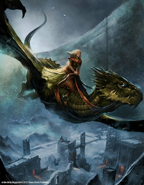 Queen Alysanne riding Silverwing to the Wall by Emile Denis for Green Robin Publishing Breathing Fire, Creature Fantasy, Game Of Thrones Dragons, Art Steampunk, Jaime Lannister, Gra O Tron, Dragon Girl, Throne Of Glass Series, Game Of Thrones Art