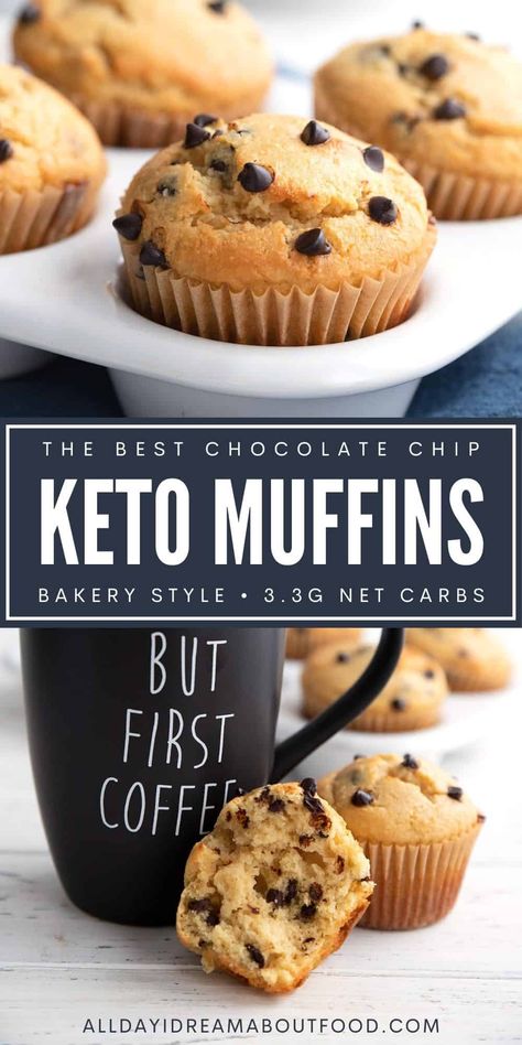 Keto Chocolate Chip Muffins, Low Carb Muffin, Low Carb Muffin Recipes, Keto Muffin Recipe, Sugary Treats, Keto Muffins, Almond Flour Muffins, Low Carb Low Fat Recipes, Low Carb Muffins