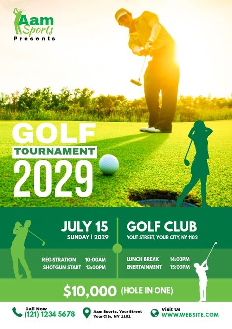 Golf Flyer Design, Golf Poster Design Ideas, Golf Poster Design, Golf Charity Event, Golf Tournament Flyer, Fundraising Poster, Golf Camp, Sports Turf, Digital Advertising Design