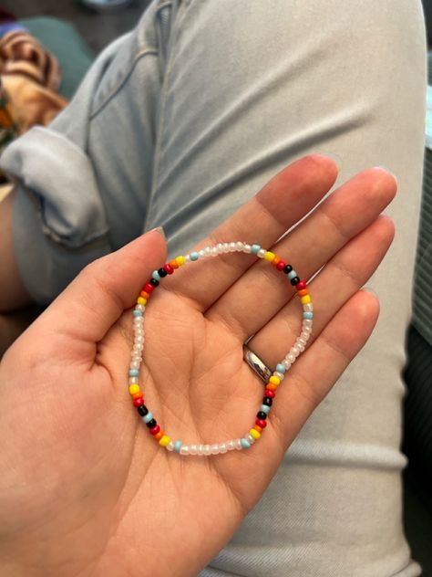 My second ever seed bead bracelet! This one’s for my baby.🤍 Sees Bead Bracelets, Bracelet Board, Glass Seed Bead Bracelet, Diy Beaded Rings, Bracelet Inspo, Bead Charms Diy, Seed Bead Patterns, Necklace Ideas, Seed Bead Bracelet